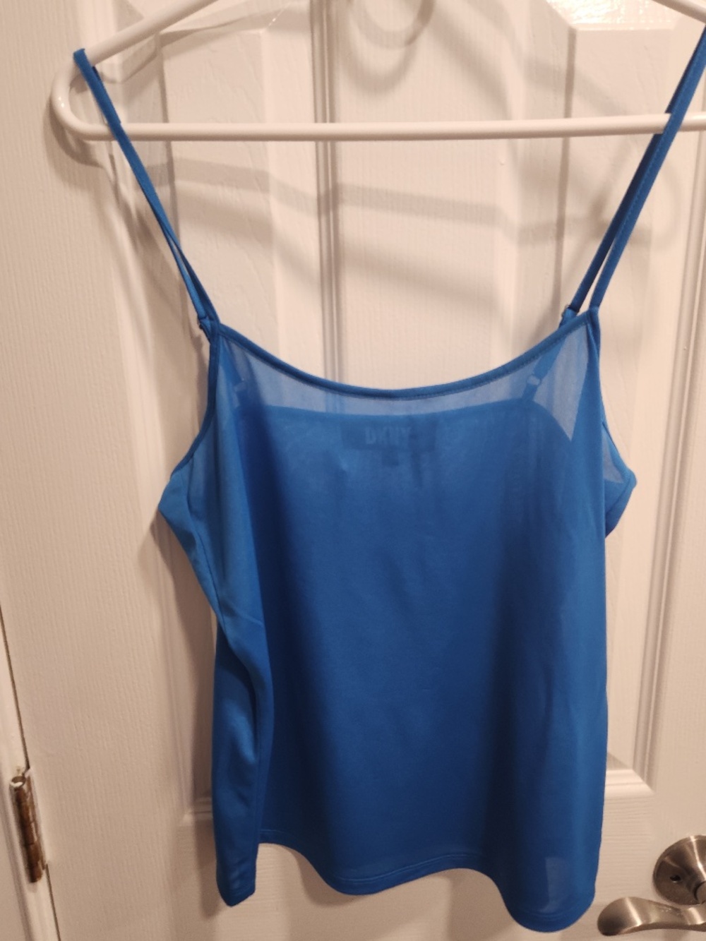 New DKNY Tank Top Camisole Sz XS Blue Adjustable Spaghetti Straps Sheer
